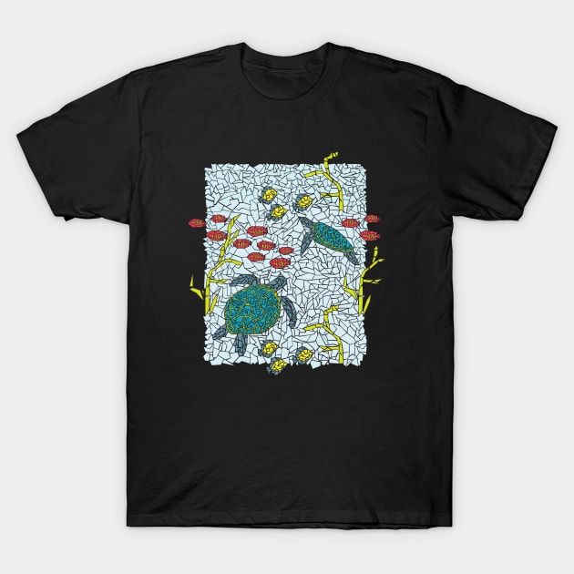 Artsy Sea Turtles and Tropical Fish T-Shirt by whyitsme